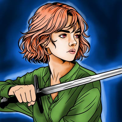 realistic girl with a sword