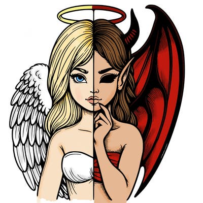 realistic angel half demon