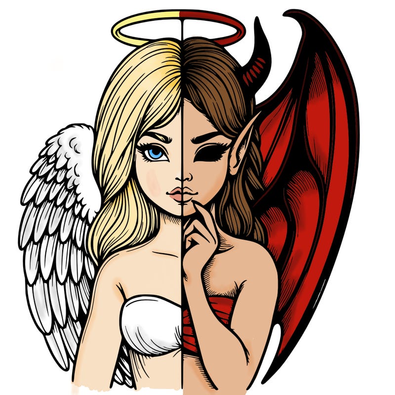 realistic angel half demon