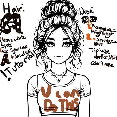 realistic girl with messy bun and croptop