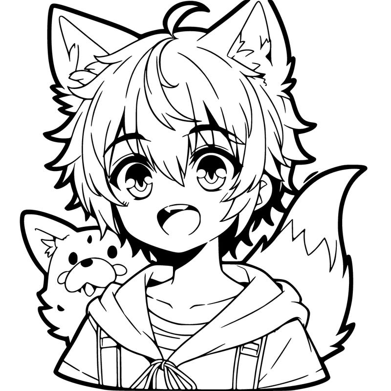 anime boy as a wolf