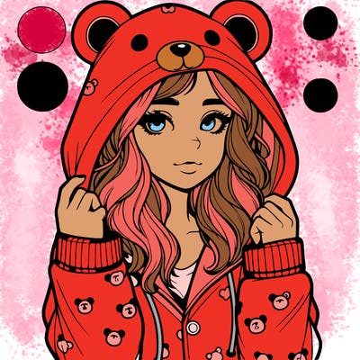 realistic girl in a animal pjs hoodie