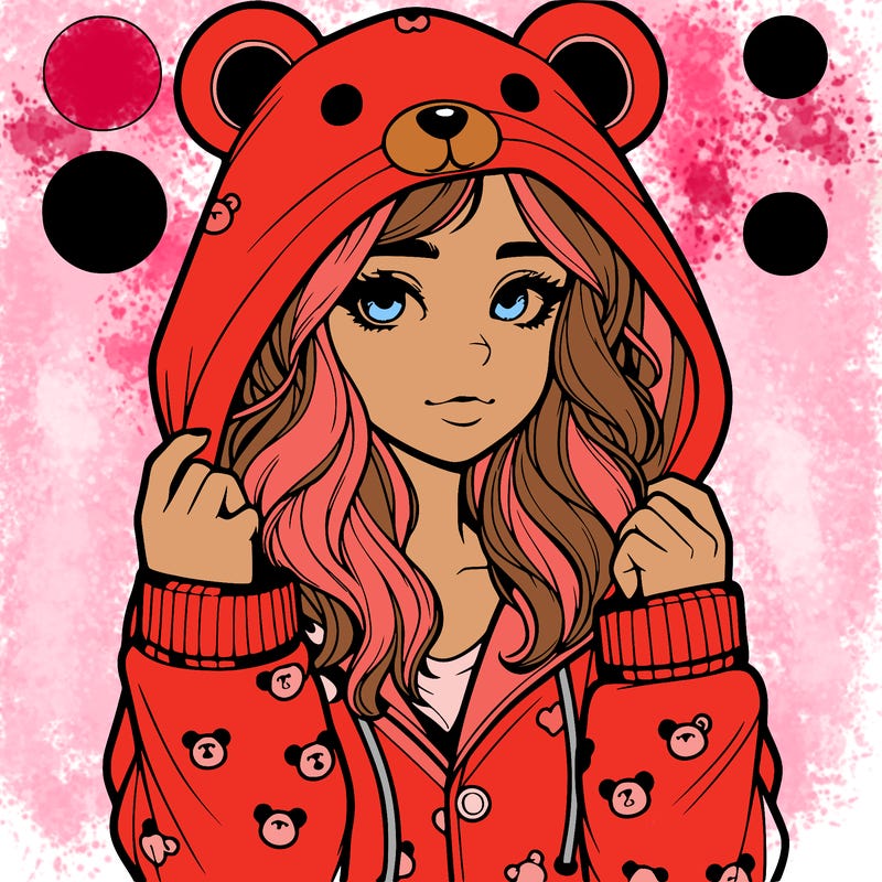 realistic girl in a animal pjs hoodie