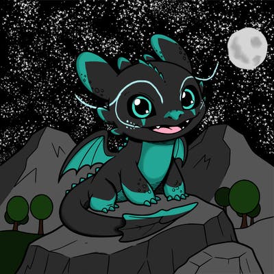 a baby toothless but with big ears how  to train your dragon