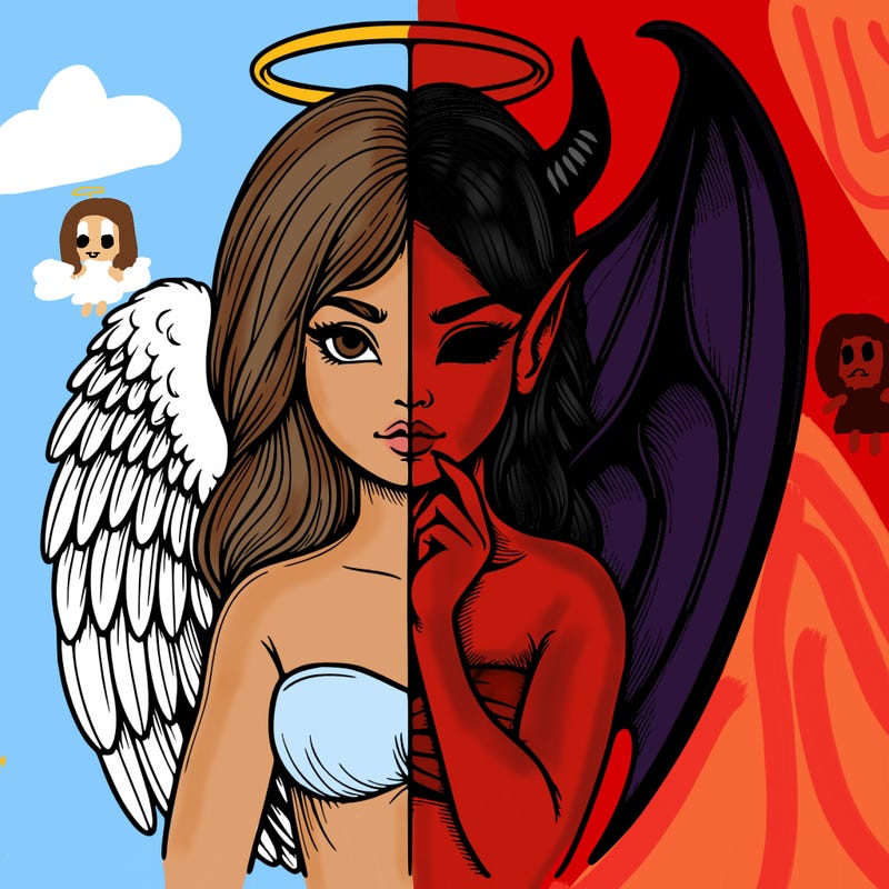 realistic angel half demon