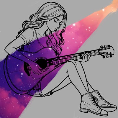 realistic woman play guitar