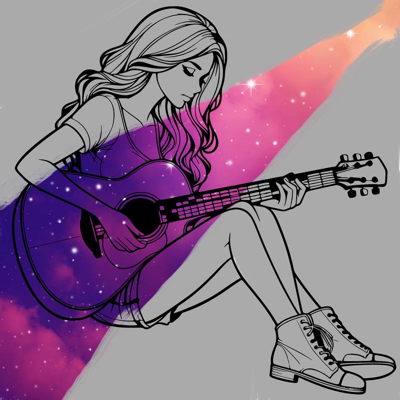 realistic woman play guitar