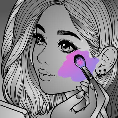 a realistic girl doing her makeup