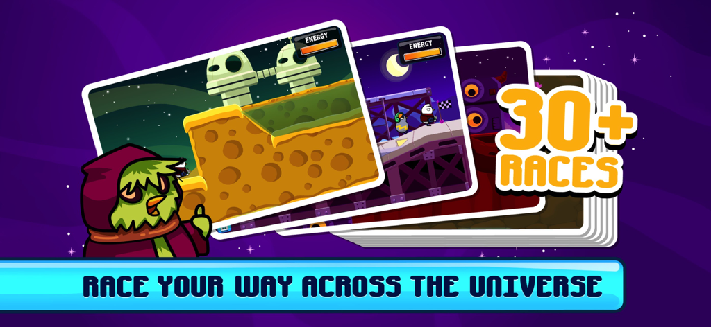 Duck Life 6 Space game screen showcasing racing across the universe