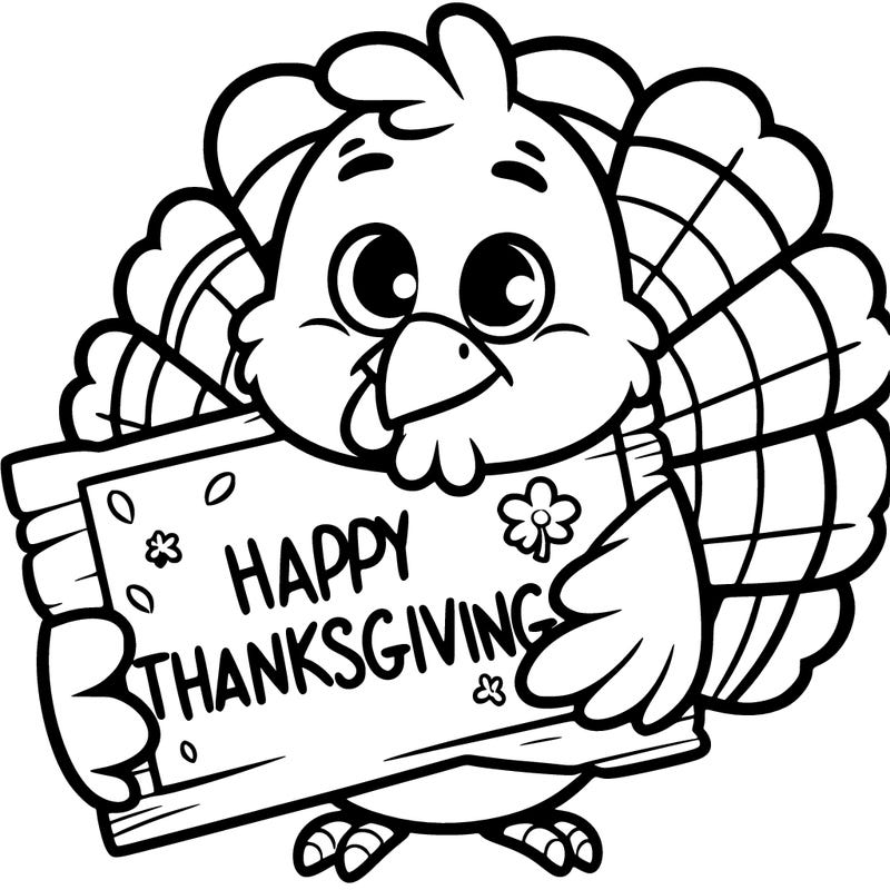 a turkey holding a sign that says 'happy thanksgiving'
