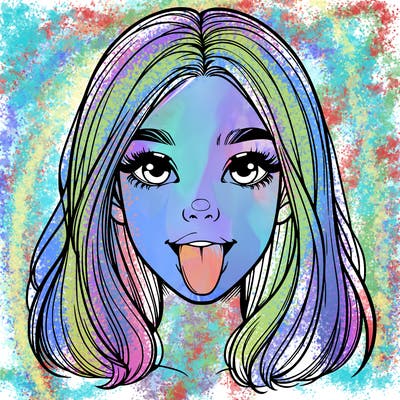 realistic girl with her tongue out