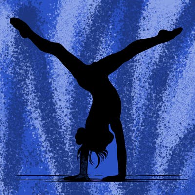 realistic gymnastic hand stand girl in four splits