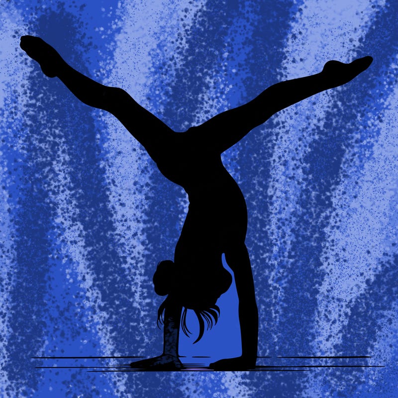 realistic gymnastic hand stand girl in four splits
