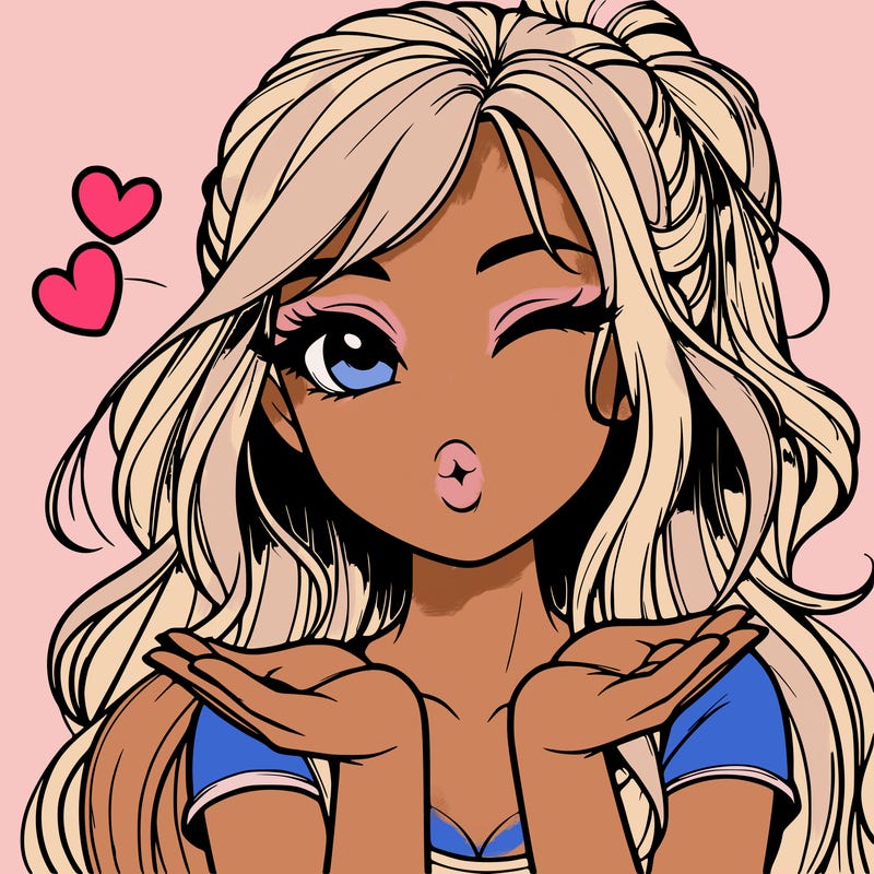 realistic girl winking and blowing a kiss while making heart hands