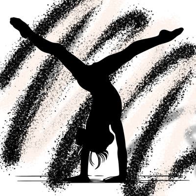 realistic gymnastic hand stand girl in four splits