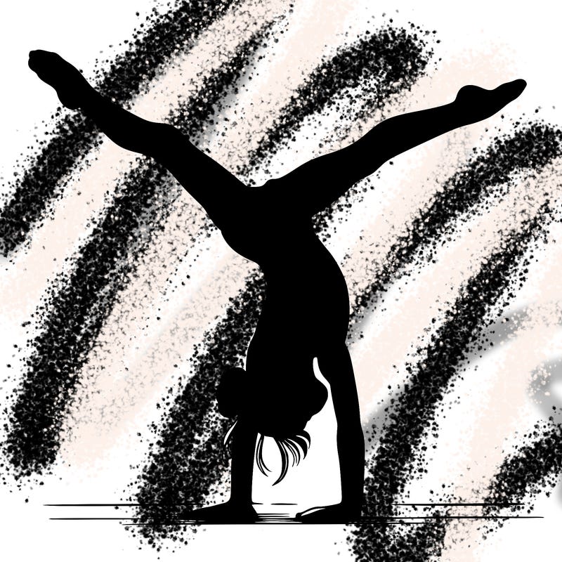 realistic gymnastic hand stand girl in four splits