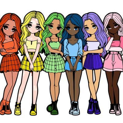 a group of girls realistic