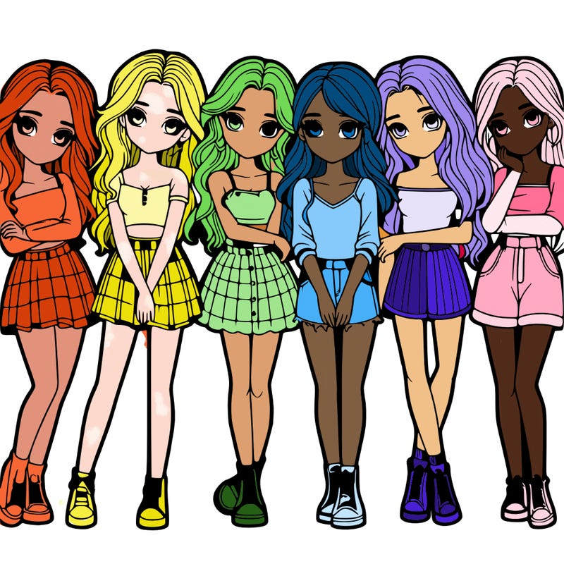 a group of girls realistic