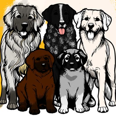 a group of dogs realistic