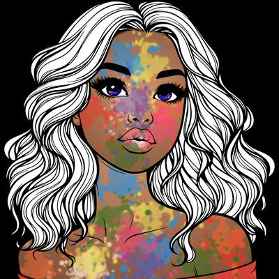 realistic girl with wavy hair and lips