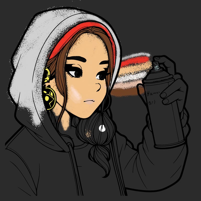 a realistic girl, spray painting