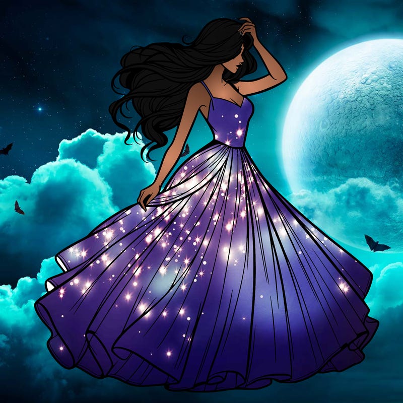 realistic woman with dress flowing in the wind