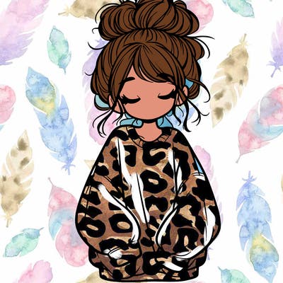 girl with baggy sweatshirt and messy bun