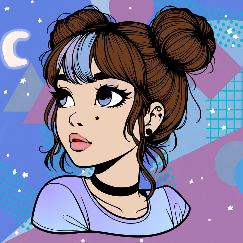 realistic girl with spacebuns