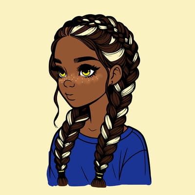 realistic girl with braids