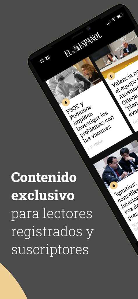 El Español app interface showing exclusive news for subscribers