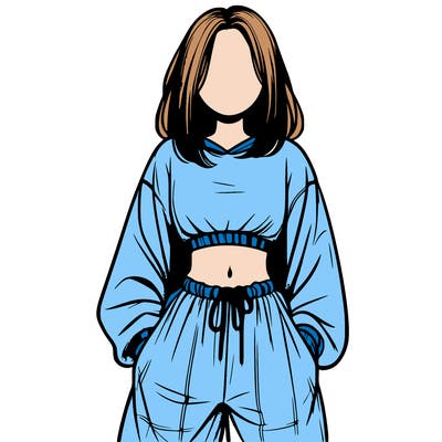realistic girl faceless with baggy pants and a crop top