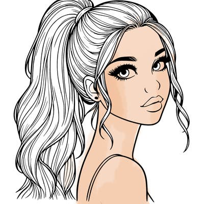 realistic pretty girl with high pony tail