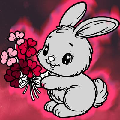 bunny with a bunch of clover