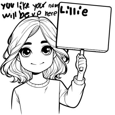 realistic girl holding up a sign