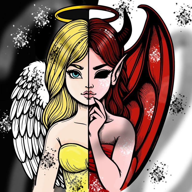 realistic angel half demon