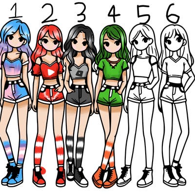 a group of girls wearing crop tops and shorts