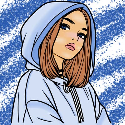 a realistic girl in a hoodie
