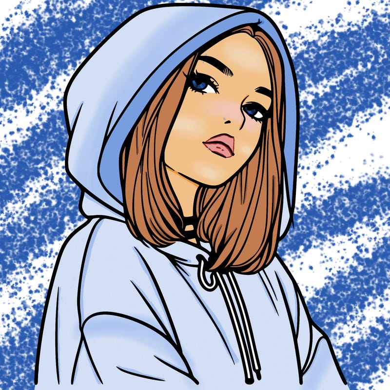 a realistic girl in a hoodie