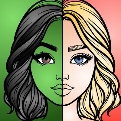 realistic girl split half