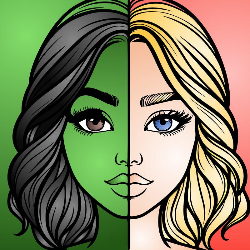 realistic girl split half