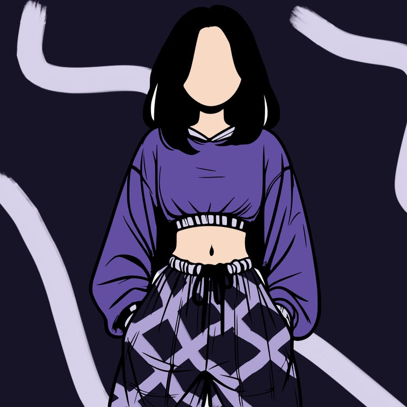 realistic girl faceless with baggy pants and a crop top