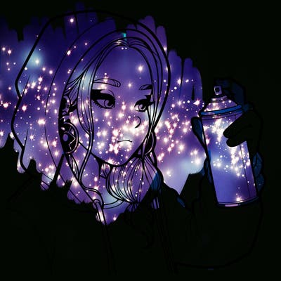 a realistic girl, spray painting