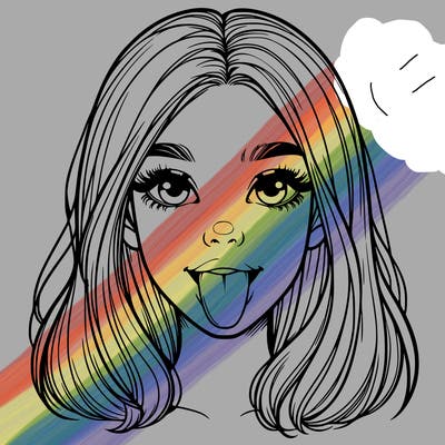 realistic girl with her tongue out