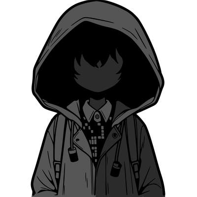 little anime girl in a raincoat her hair is covering her eyes she has a lighter