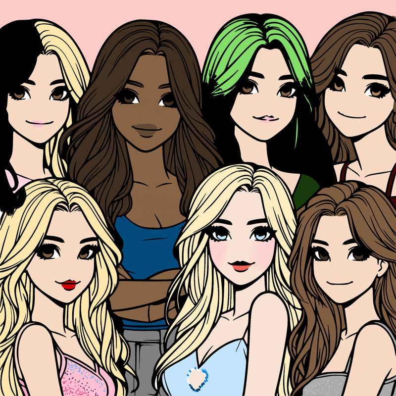 a group of realistic girls