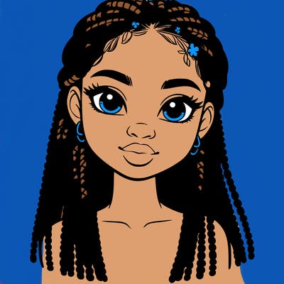a realistic black girl with braids