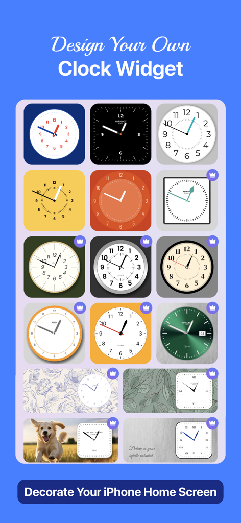Lively Widget - 5000+ Designs - Uma coleção de vários widgets de relógio analógico e digital personalizáveis para a personalização da tela de início do iPhone.