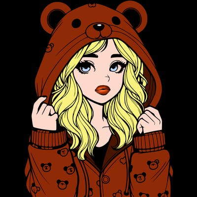 realistic girl in a animal pjs hoodie