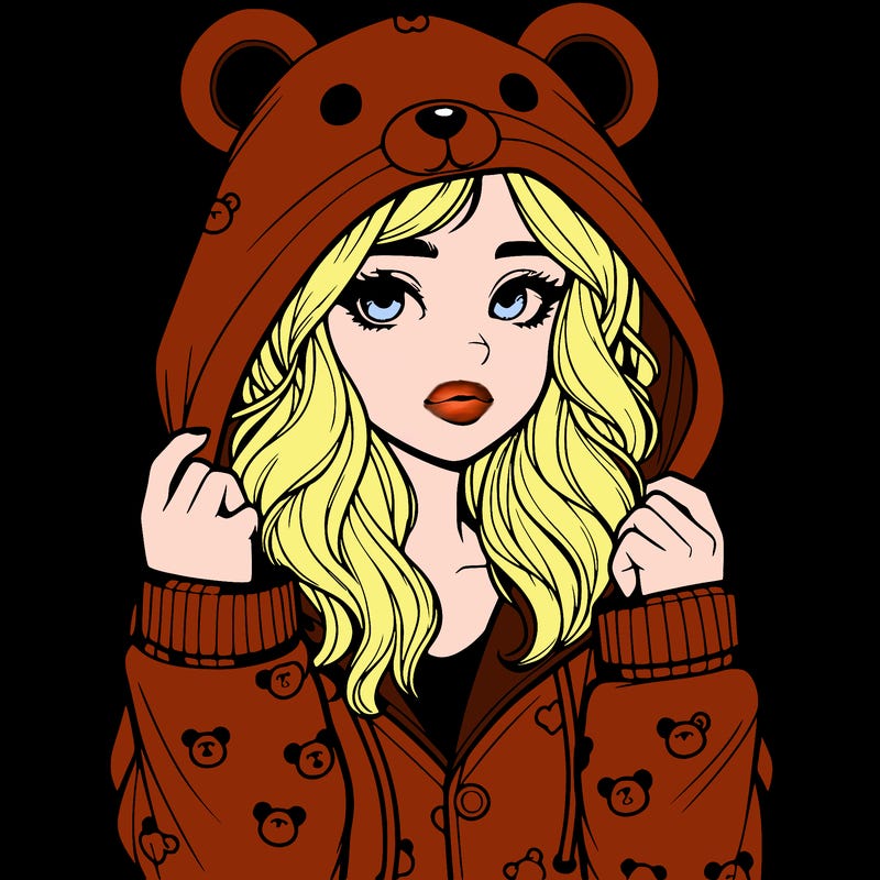 realistic girl in a animal pjs hoodie