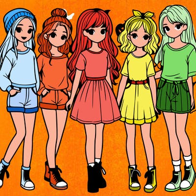 a group of five girls